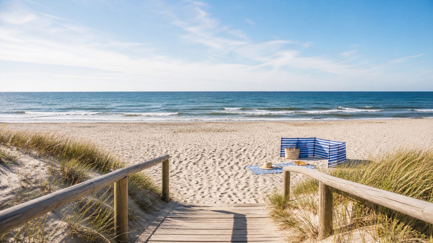 Szeroka piaszczysta plaża w Łebie